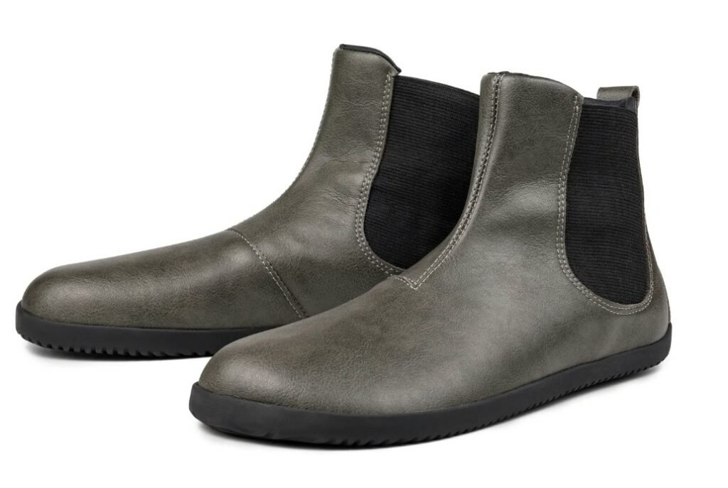 Ahinsa vegan barefoot chelsea boots in grey