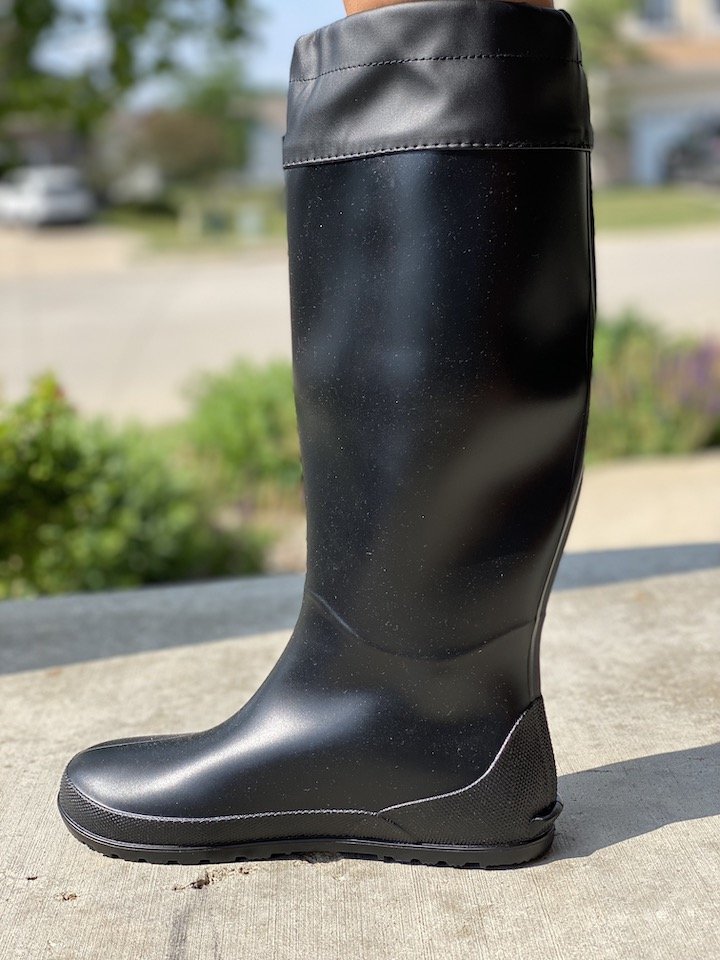 Side view of tall Asgard rubber rainboots - zero drop flexible waterproof boots
