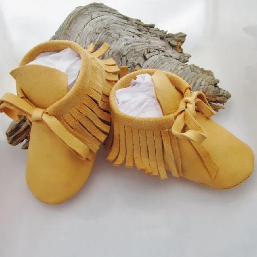Authentic Native Made leather custom soft sole baby moccasins