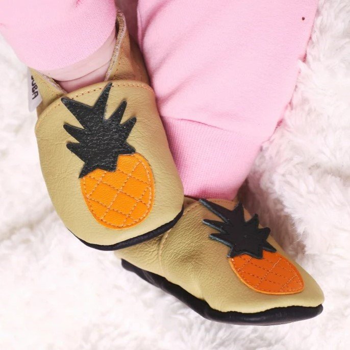 Ebooba leather pineapple moccasins for babies and toddlers