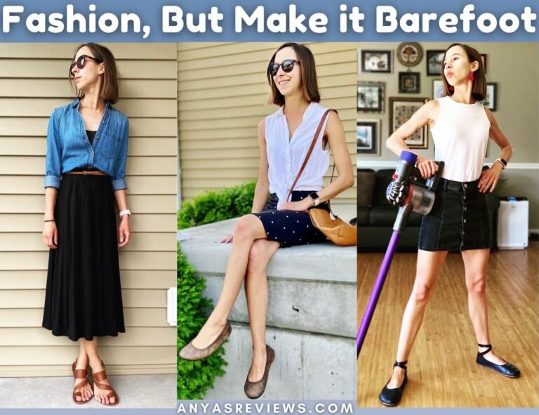Fashion, but Make it Barefoot cover photo featuring 3 unique outfits and barefoot shoes by Ela Faustus, Softstar, and vivobarefoot.