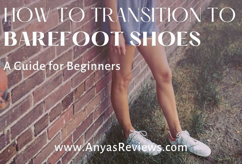 A person visible from the waist down is standing by a brick wall wear barefoot shoes with the text