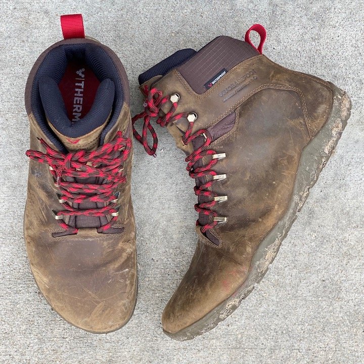 a close up of the vivobarefoot tracker barefoot hiking boot