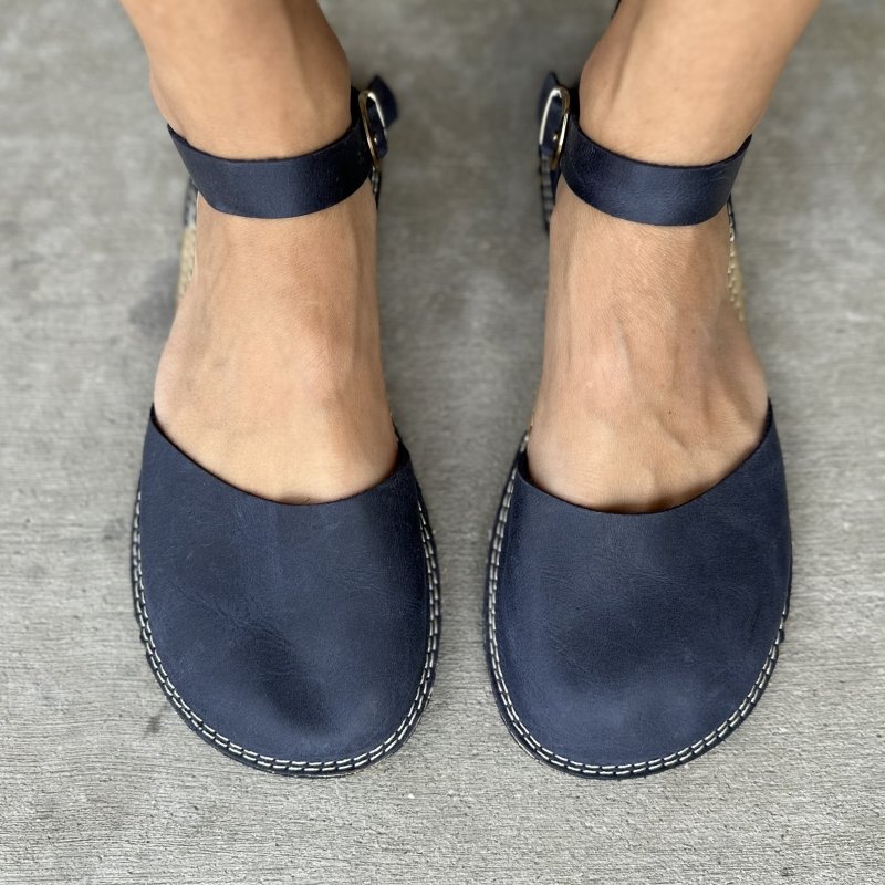 Top down view of Ruby Workshop leather handmade sandals from Turkey
