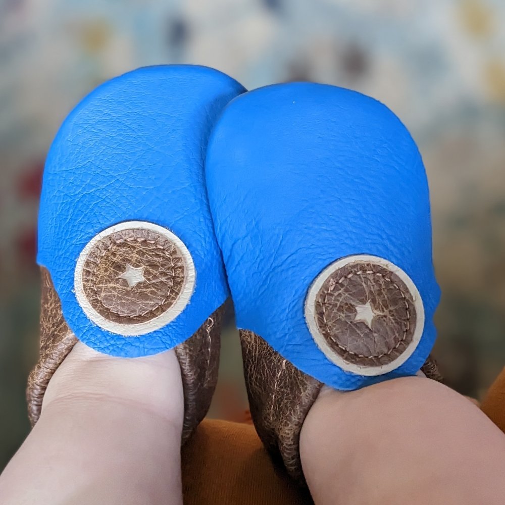 Softstar Shoes handmade Roo Moccasins for babies with sheepskin insole and wide toe box