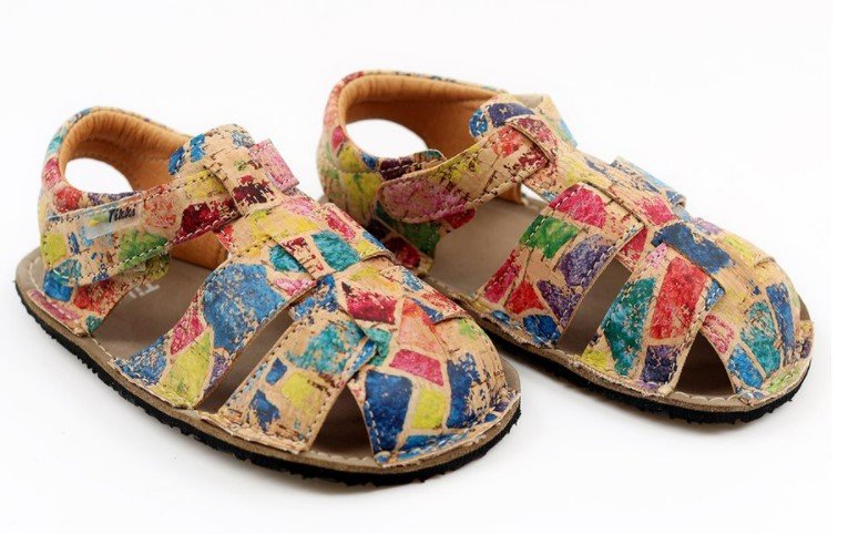 Tikki Cork Lasta Vegan barefoot affordable colorful sandals for kids
