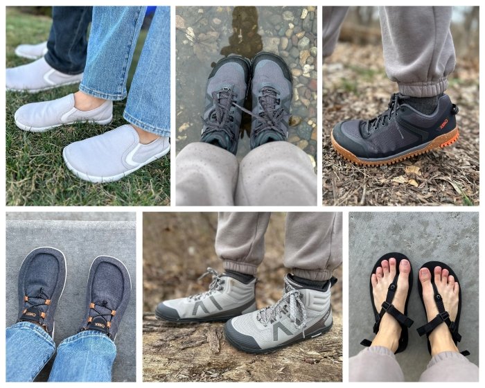 Xero Shoes Spring Review for 2024 showing a collage of 6 new barefoot shoe models for spring and summer