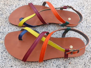 Colorful handmade in Spain vegan sandals from Etsy shop Bioworld
