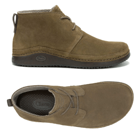 Top and Side view of Chaco boots with anatomical wide toe box without a barefoot sole