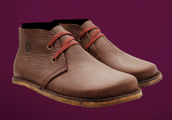 Gaucho Ninja Barefoot Pals Kids chukka boots in brown leather with burgundy laces