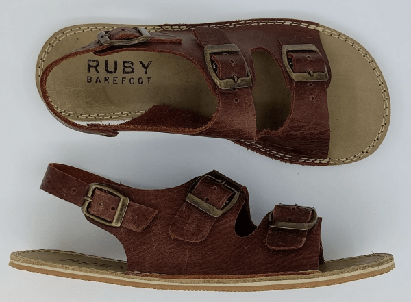 Ruby Barefoot handmade leather buckle sandals with a back strap