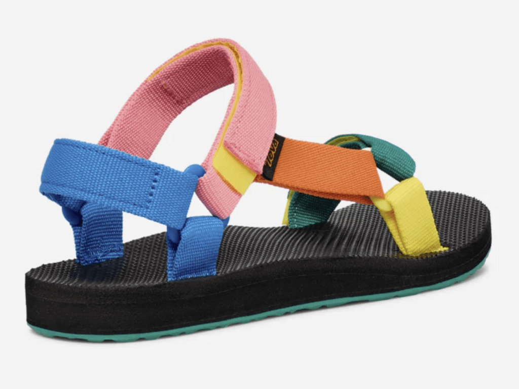 Color strap stock image of Teva Sandals on original lightweight sole with mild arch support and cushioned sole